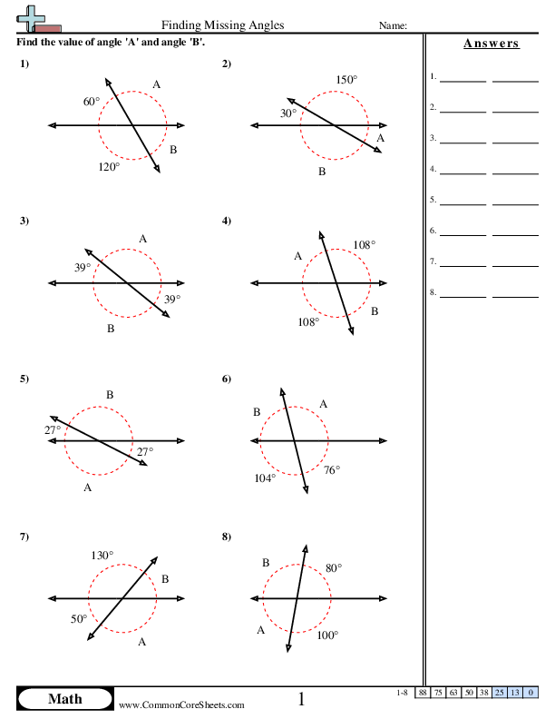 News & Updates - Finding Missing Angles worksheet